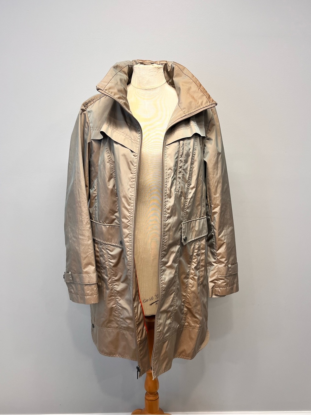 Cole Haan Light Taupe reflective trench Coat
